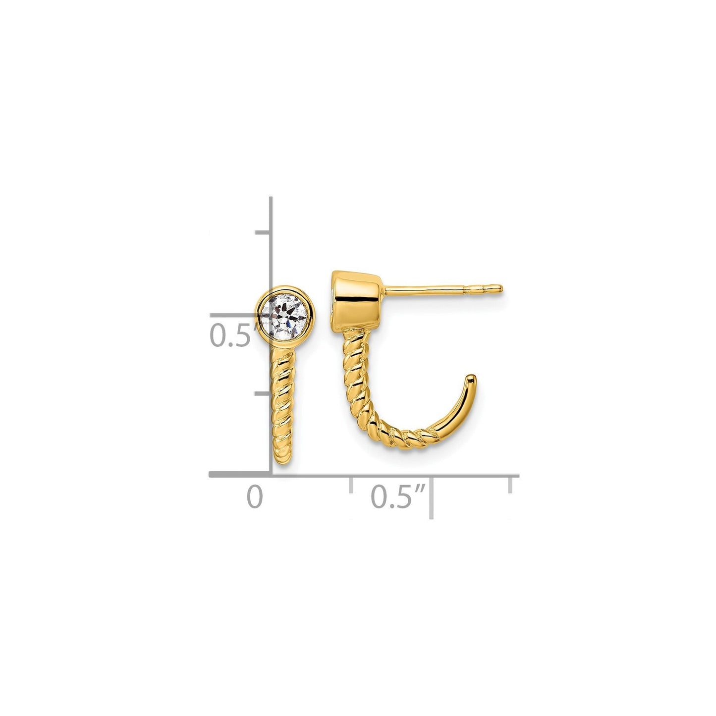 Lab Grown Diamond J-Hoop Earrings 14k Gold