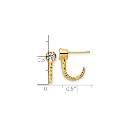 Lab Grown Diamond J-Hoop Earrings 14k Gold
