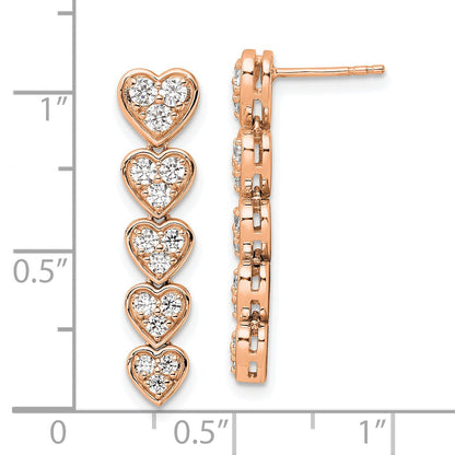 14K Gold Lab Grown Diamond Heart Dangle Post Earrings