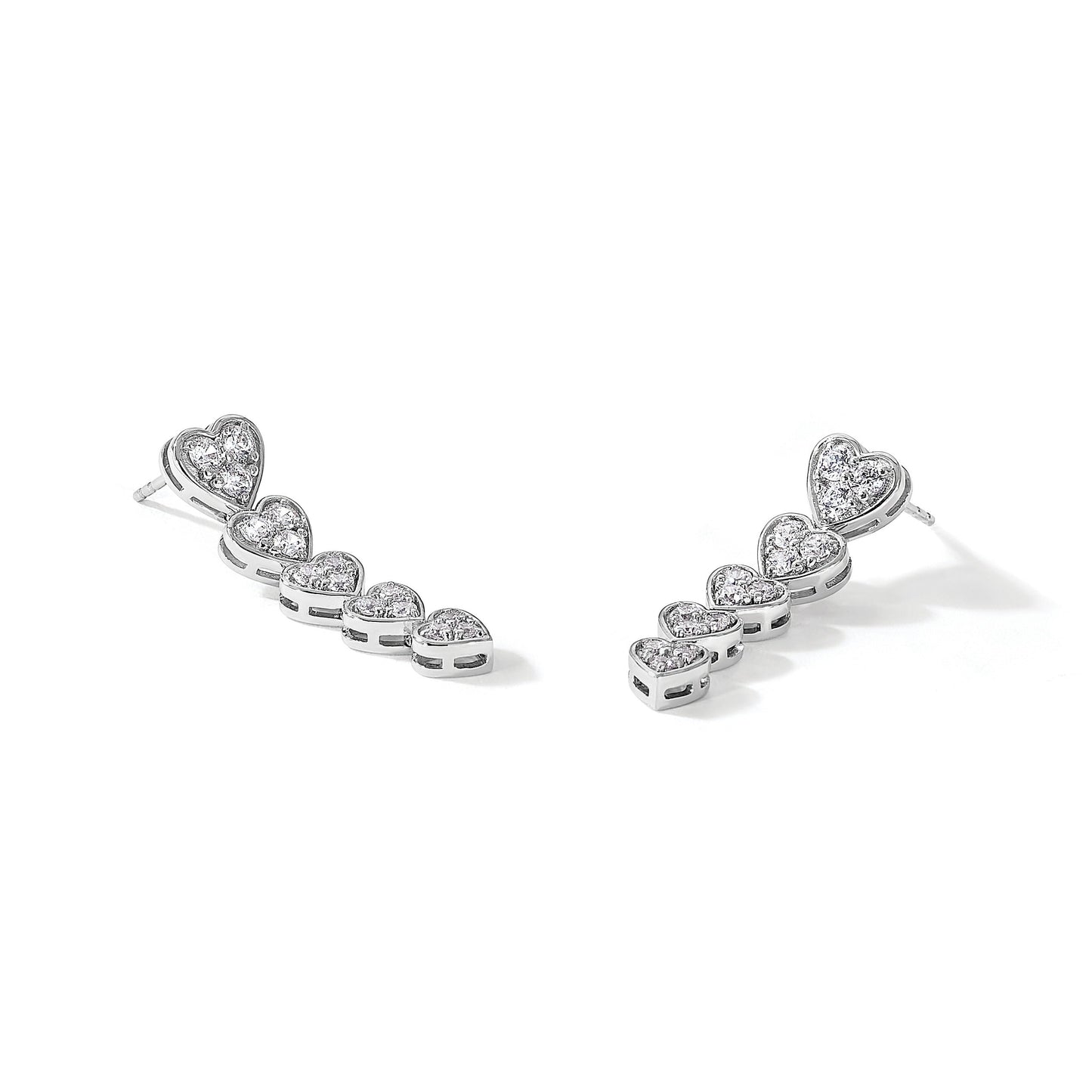 14K Gold Lab Grown Diamond Heart Dangle Post Earrings