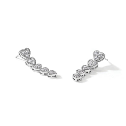 14K Gold Lab Grown Diamond Heart Dangle Post Earrings