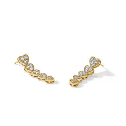 14K Gold Lab Grown Diamond Heart Dangle Post Earrings