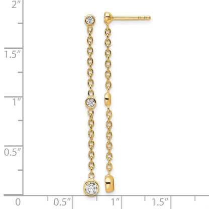 14K Gold Lab Diamond Graduated Dangle Hanging Earrings