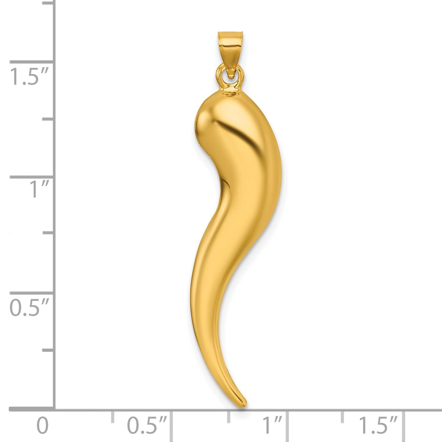 14k Gold Hollow 3-D Italian Horn Pendant