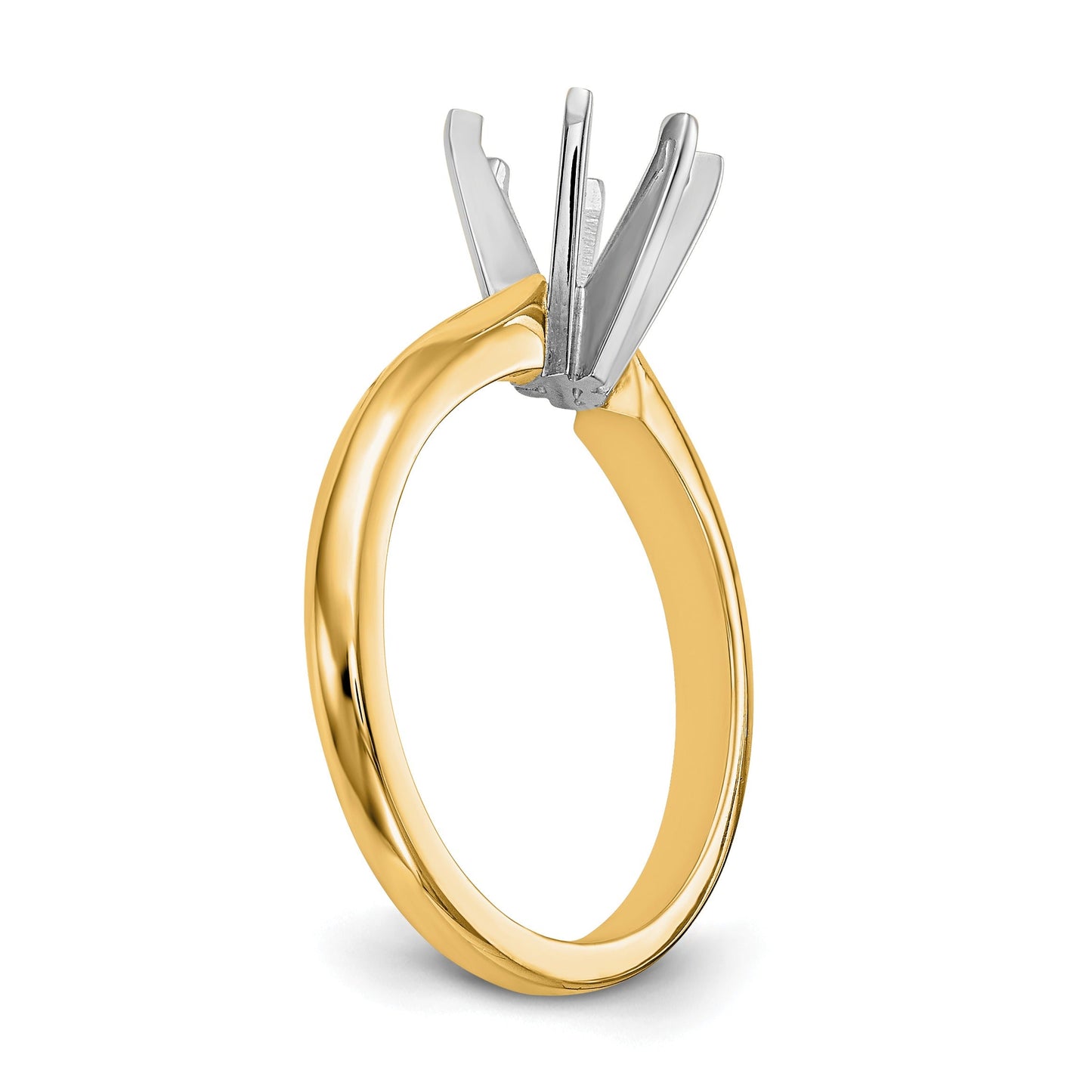 14k Two-Tone 2 carat Lightweight Knife Edge Solitaire Ring Mounting