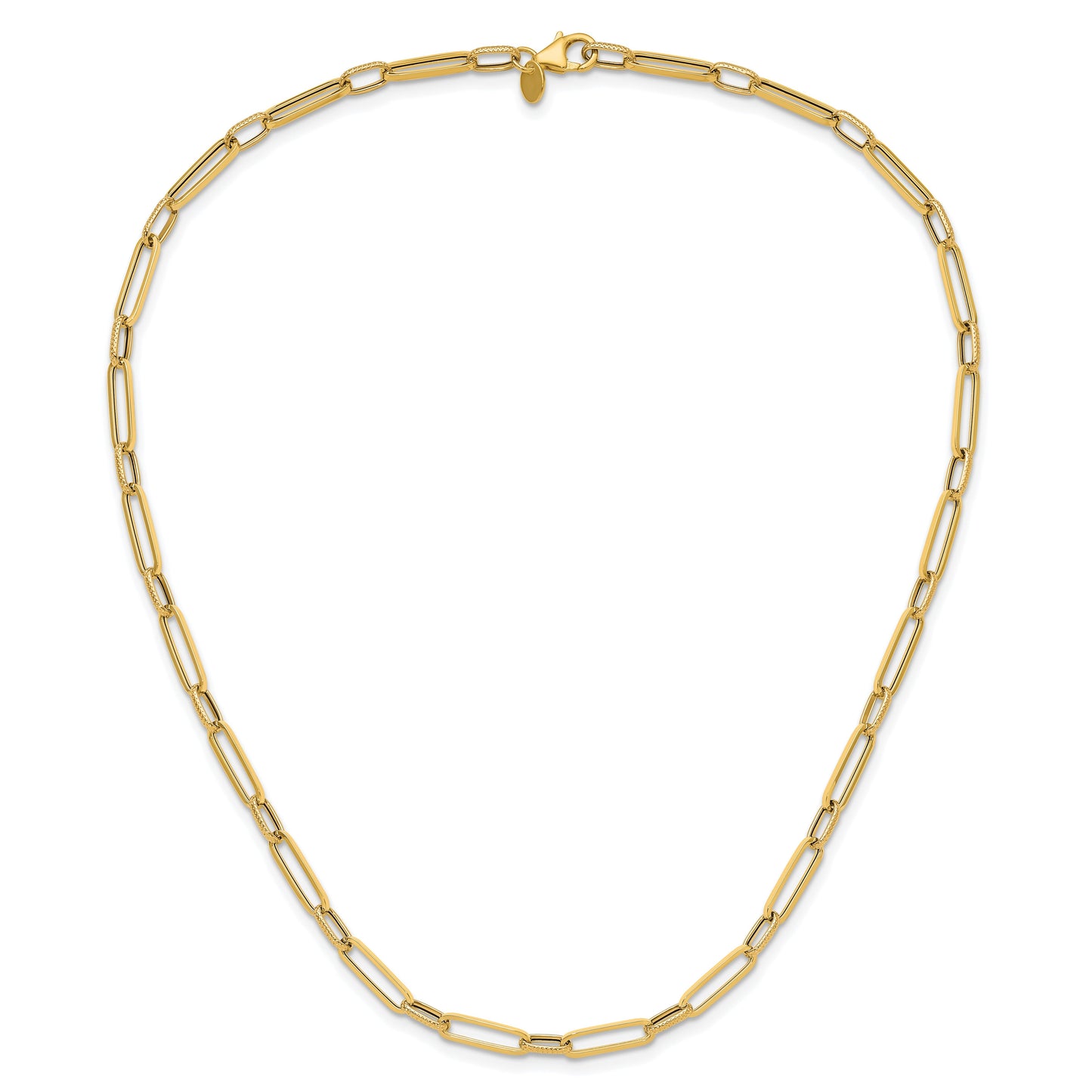 14K Yellow Gold Fancy Link Chain Necklace 17.5 inch
