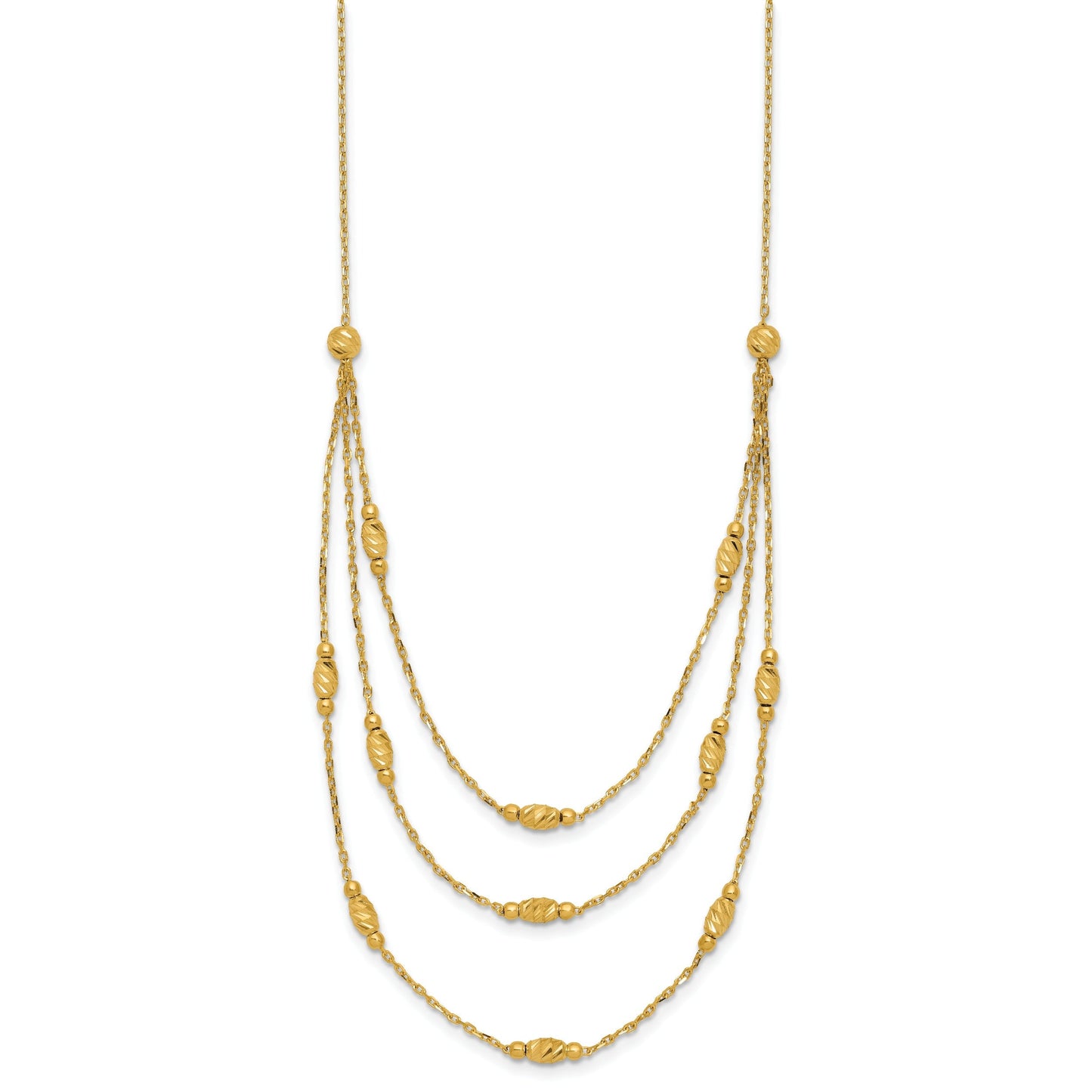 Diamond-Cut Beaded 14K Gold Polished Layered Necklace