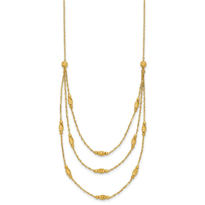 Diamond-Cut Beaded 14K Gold Polished Layered Necklace