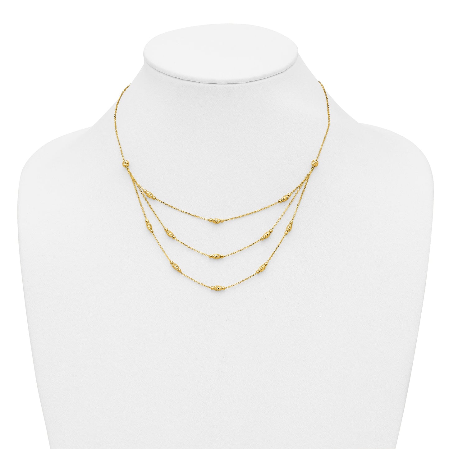 Diamond-Cut Beaded 14K Gold Polished Layered Necklace