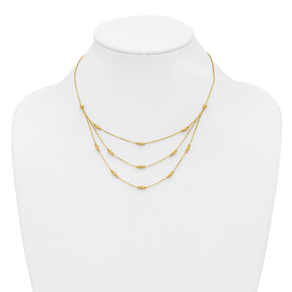 Diamond-Cut Beaded 14K Gold Polished Layered Necklace