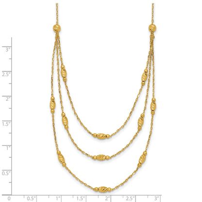 Diamond-Cut Beaded 14K Gold Polished Layered Necklace