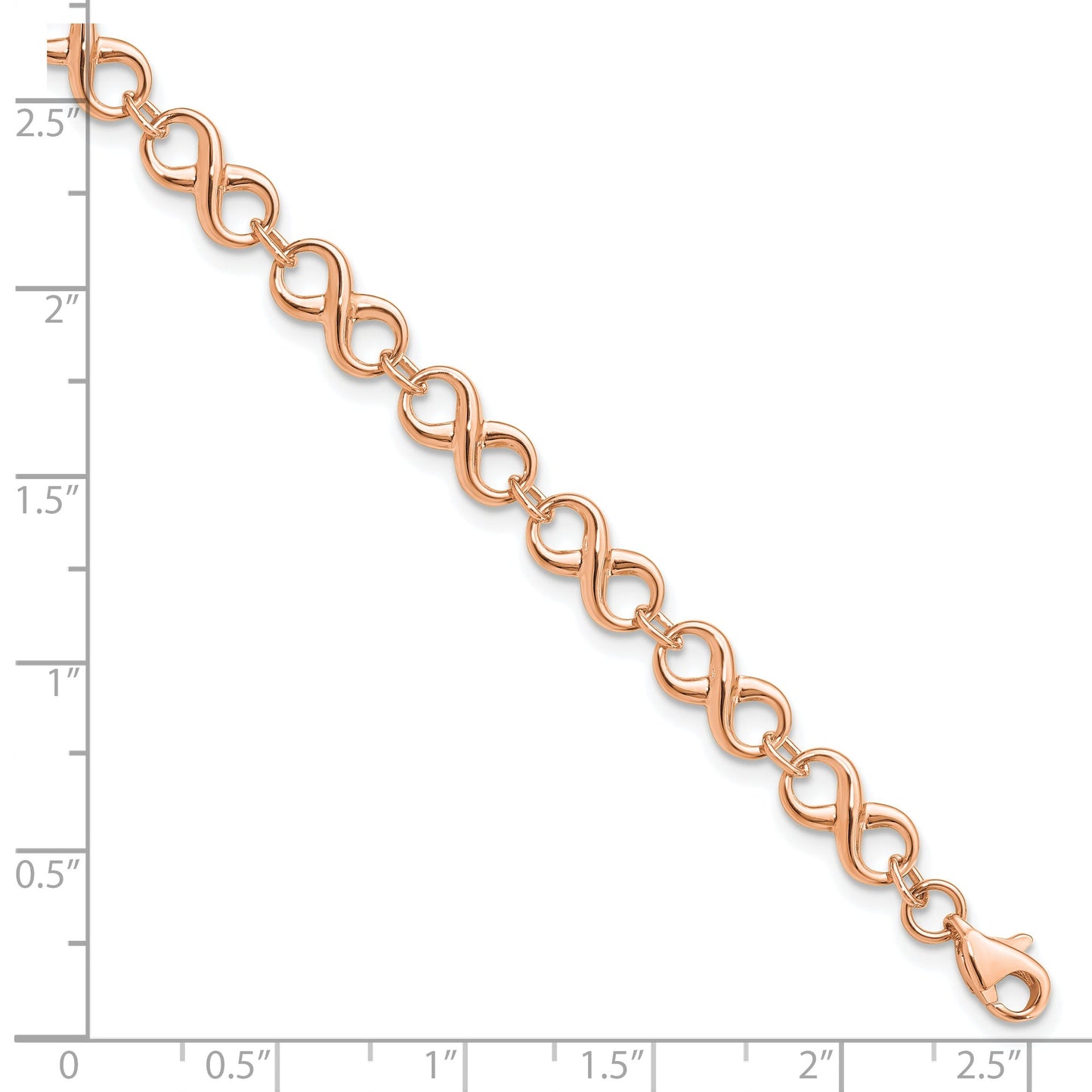 14k Rose Gold Infinity Figure-8 Link Lobster Clasp Chain Bracelet