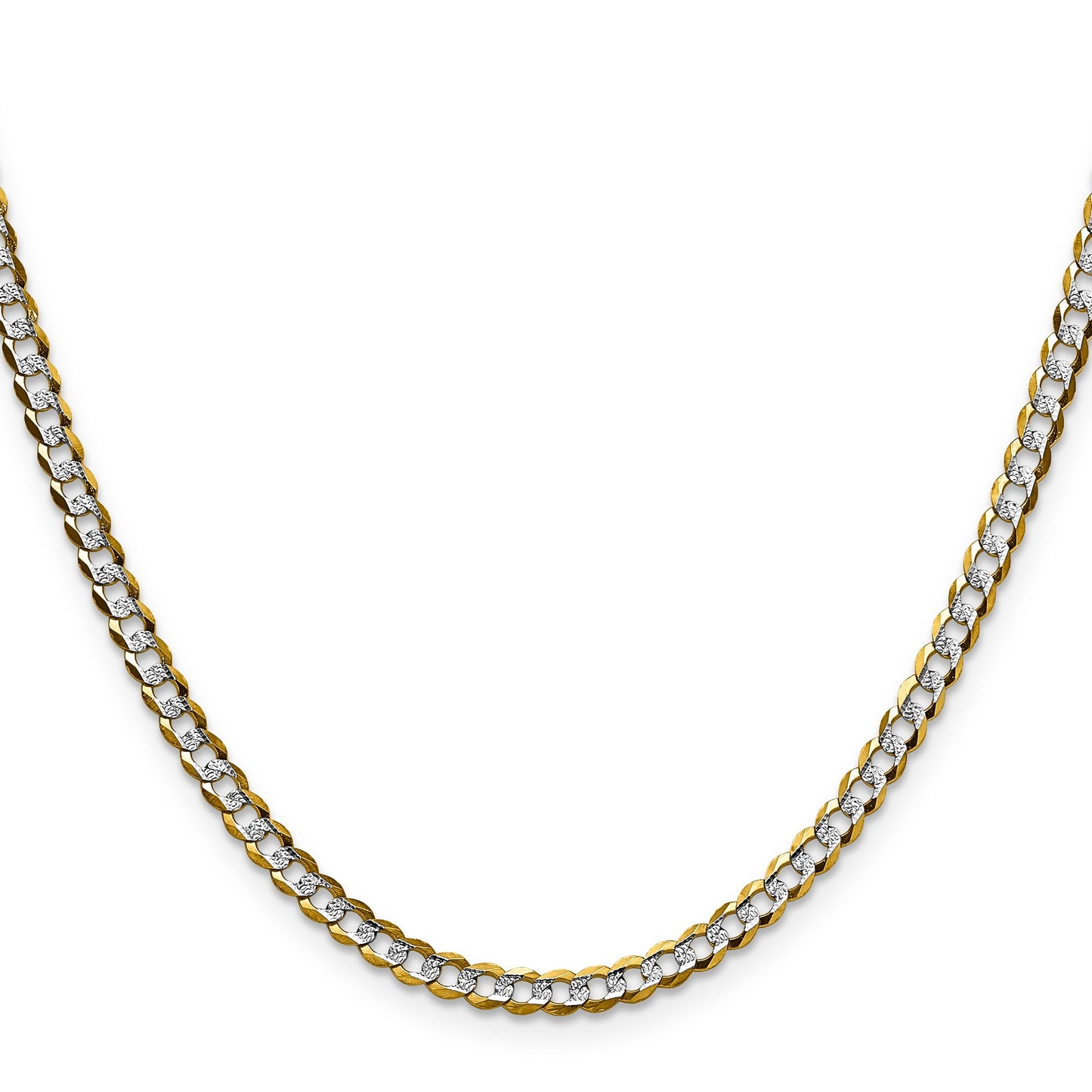 14K Gold Lightweight Rhodium Pavé Cuban Chain