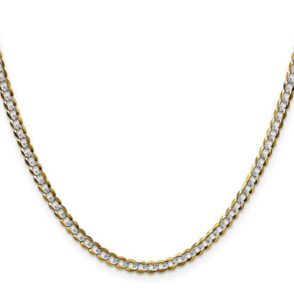 14K Gold Lightweight Rhodium Pavé Cuban Chain