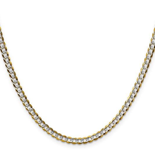 14K Gold Lightweight Rhodium Pavé Cuban Chain