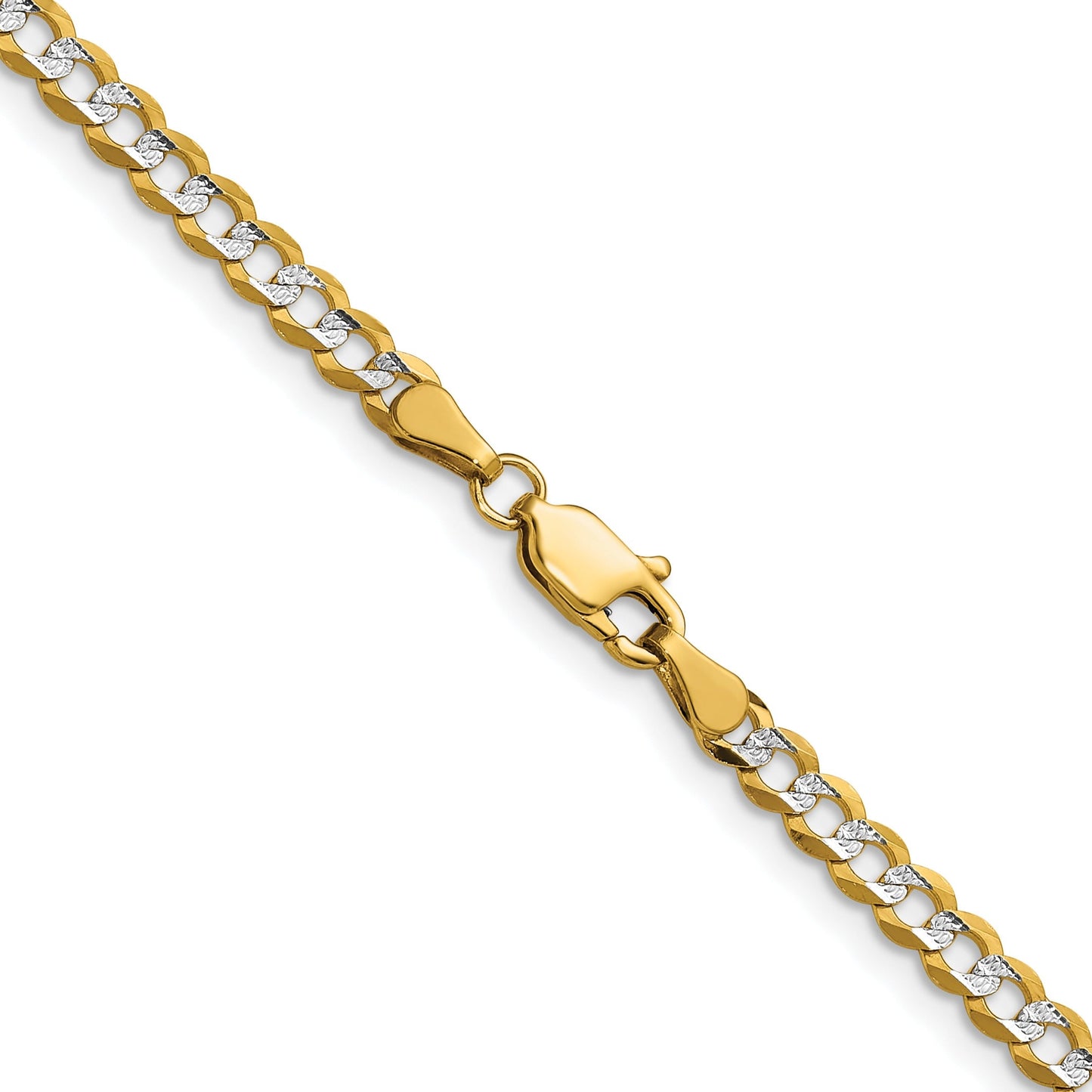 14K Gold Lightweight Rhodium Pavé Cuban Chain