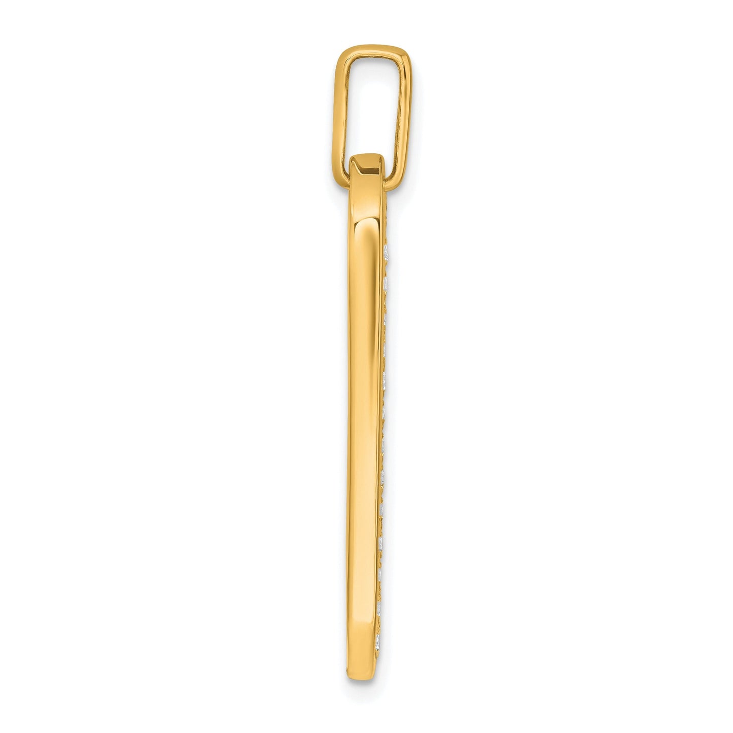 14K Gold  1 carat Lab Grown Diamond Dog Tag Pendant
