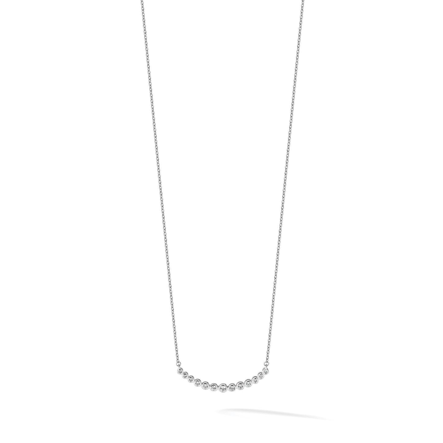 14K White Gold 1/4 carat Lab Grown Diamond Curved Bar Necklace