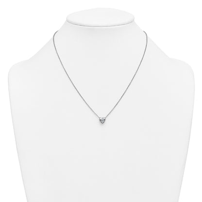 14k White Gold Lab Grown Diamond Solitaire Heart Necklace