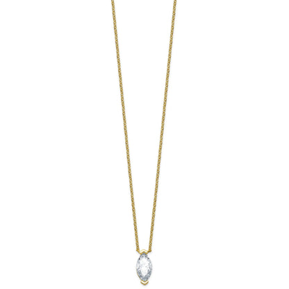 2.09 CT White Marquise Lab Diamond Chevron V-Prong 14k Yellow Gold Solitaire Pendant Necklace