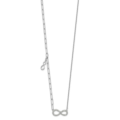 0.19 Ct Round White Lab Diamond Prong 14K White Gold Infinity Paperclip Cable Chain Necklace