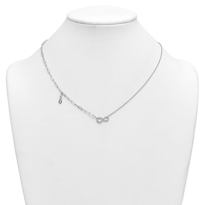 0.19 Ct Round White Lab Diamond Prong 14K White Gold Infinity Paperclip Cable Chain Necklace
