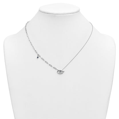 0.06 Ct Round White Lab Diamond Pave 14k White Gold Evil Eye Pendant Necklace