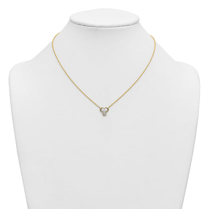 Round White Lab Grown Diamond Prong 14K Yellow Gold Three Stone Cable Chain Necklace