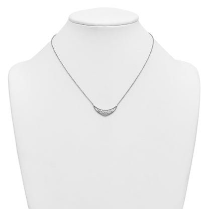 Round White Lab Grown Diamond Prong 14K White Gold Five Stone Curved Bar Necklace