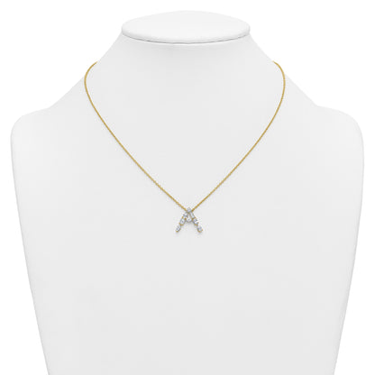 White Lab Grown Diamond Prong 14K Yellow Gold Initial Cable Chain Necklace