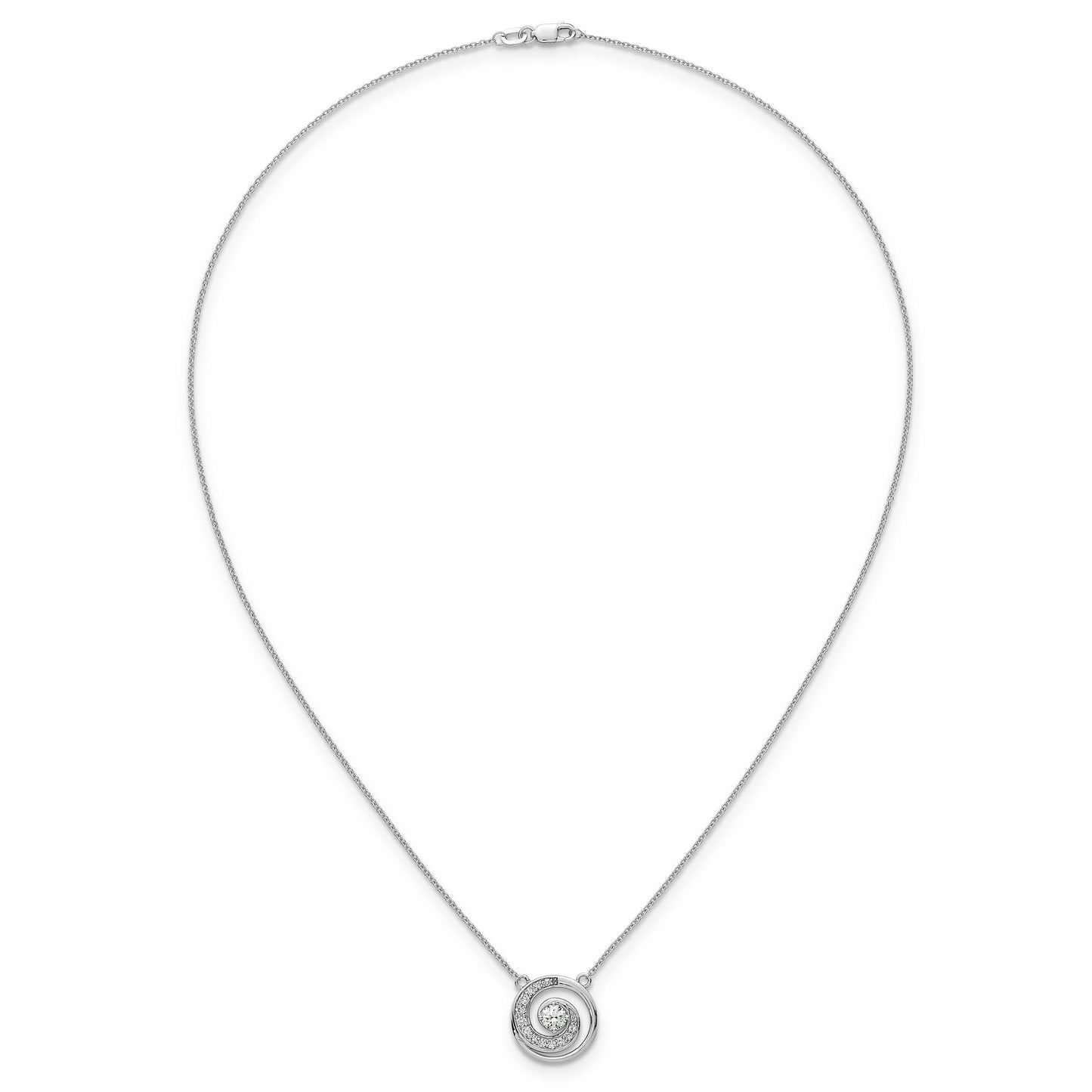 Round White Lab Diamond Prong 14k Gold Pendant Necklace