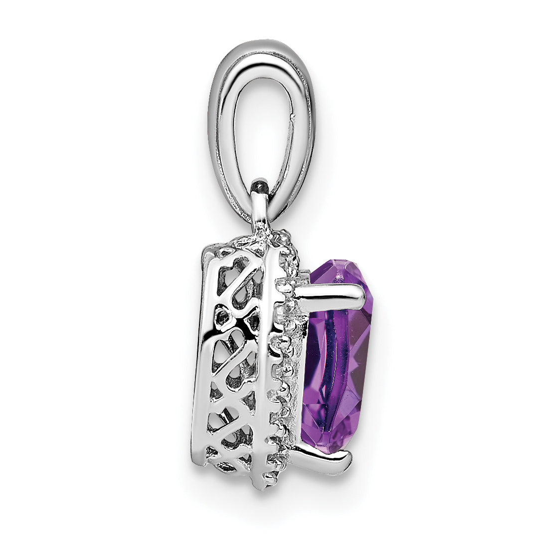 Heart Gemstone and Diamond Halo Pendant