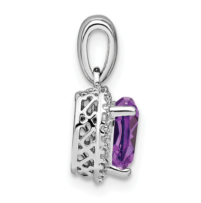 Heart Gemstone and Diamond Halo Pendant