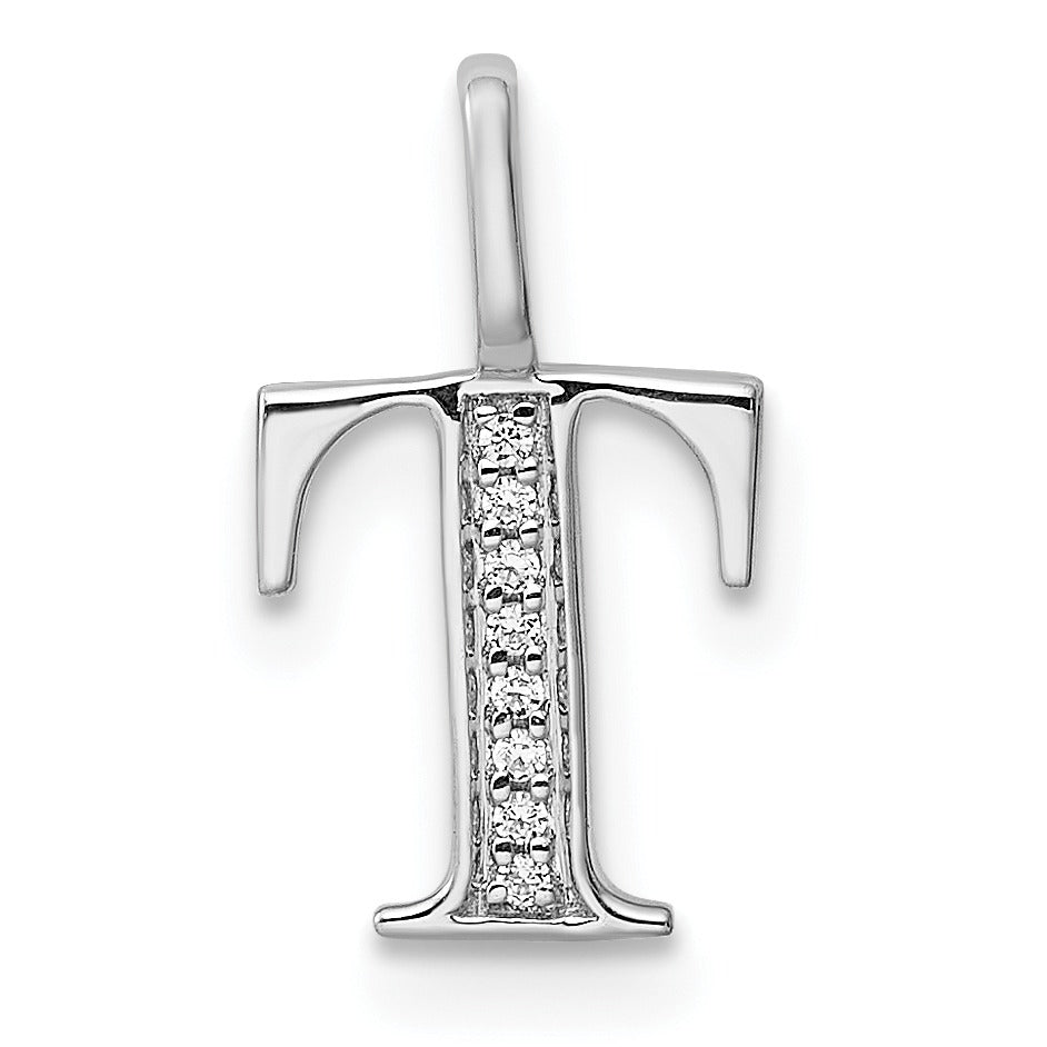 Natural Diamond Initial Letter 14k Gold Pendant