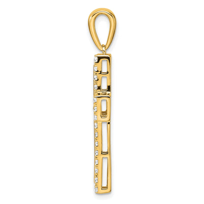 14K Gold Lab Diamond Cross Pendant