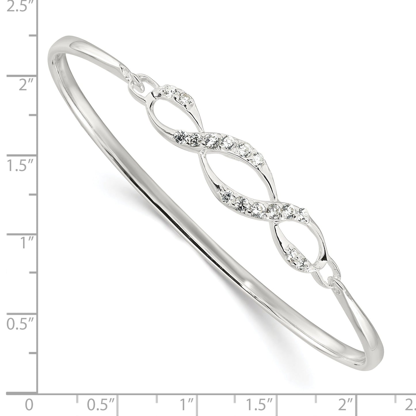 Sterling Silver CZ Hook Bangle Bracelet