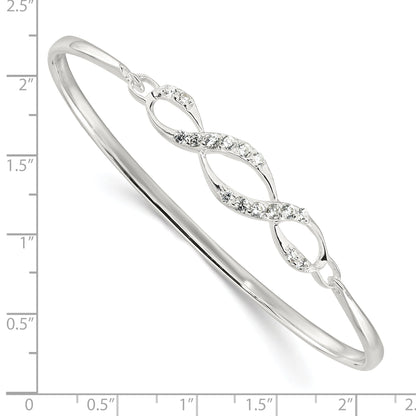 Sterling Silver CZ Hook Bangle Bracelet