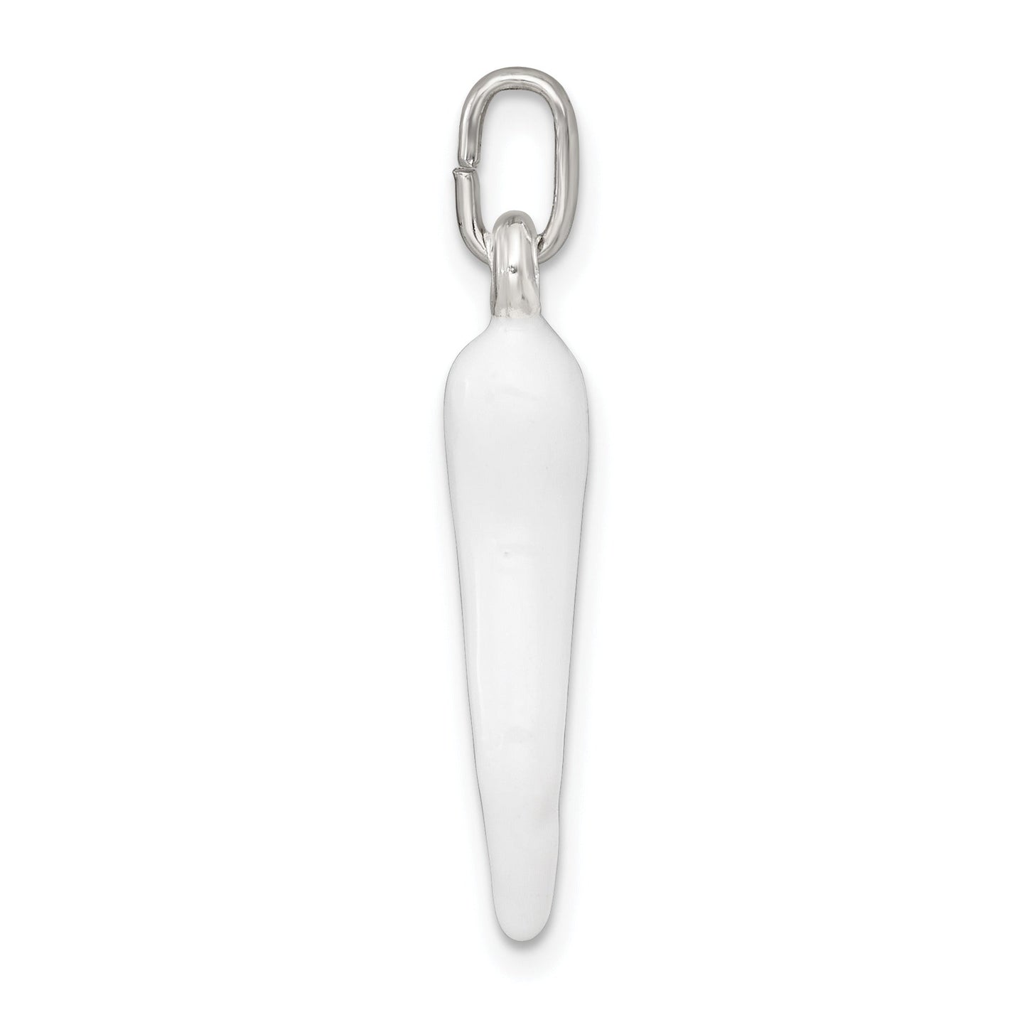 Sterling Silver White Enamel Italian Horn Pendant Only