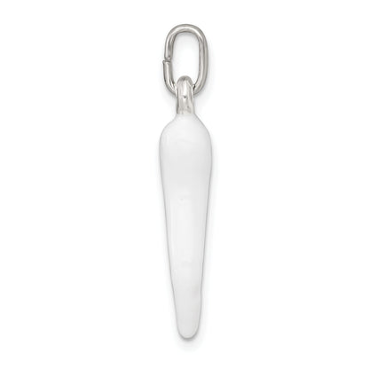 Sterling Silver White Enamel Italian Horn Pendant Only