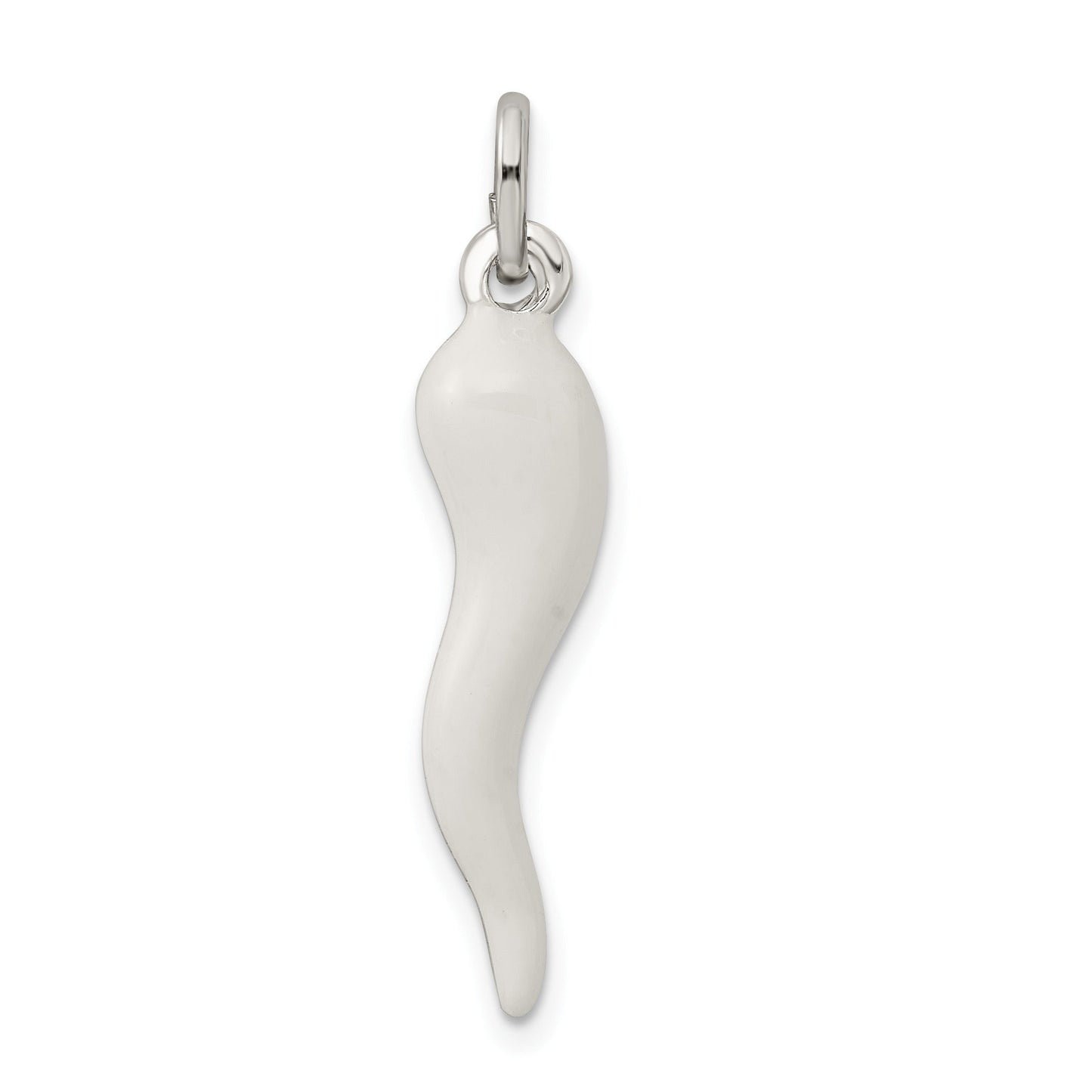 Silver White Enamel Italian Horn Pendant Only - for Men