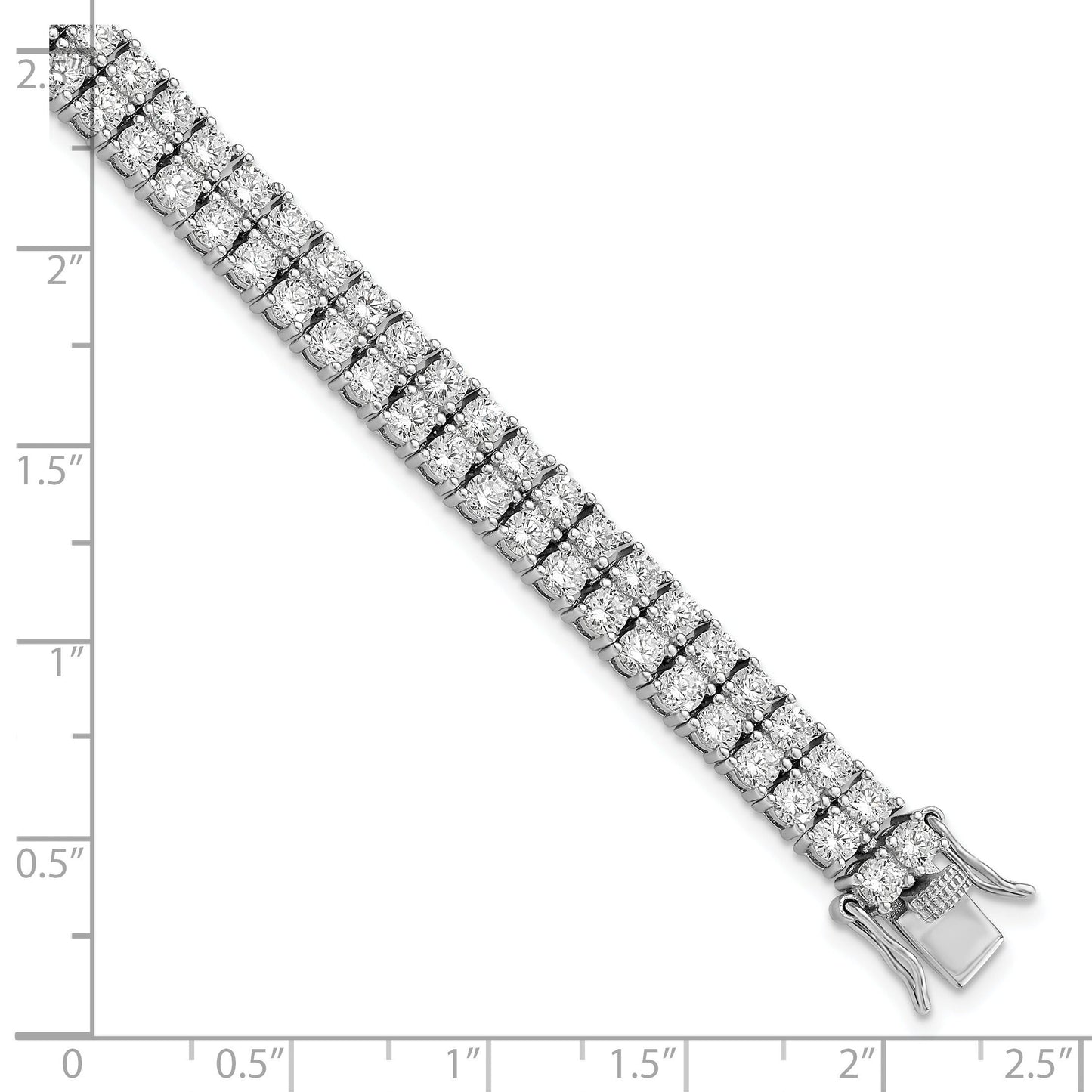 Silver Brilliant-cut CZ Two Row 7.5 Inch Tennis Bracelet