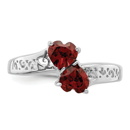 0.85 Ct Heart Purple Amethyst Prong Silver Promise Ring