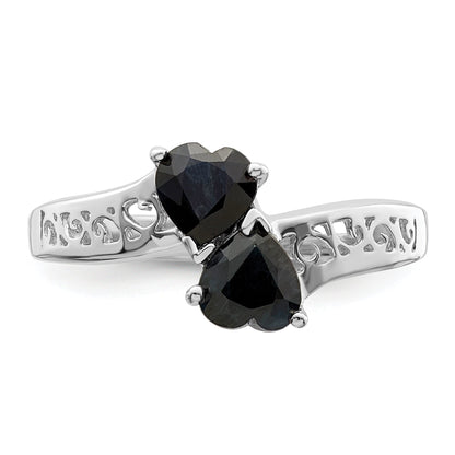 0.85 Ct Heart Purple Amethyst Prong Silver Promise Ring