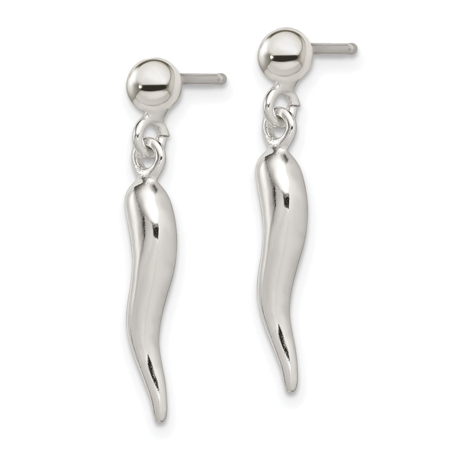 Sterling Silver Italian Horn Post Dangle Earrings
