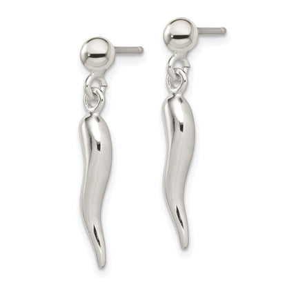 Sterling Silver Italian Horn Post Dangle Earrings