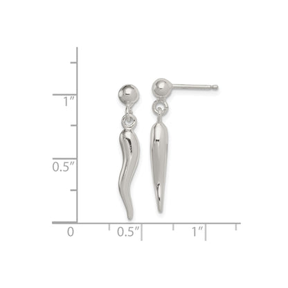 Sterling Silver Italian Horn Post Dangle Earrings