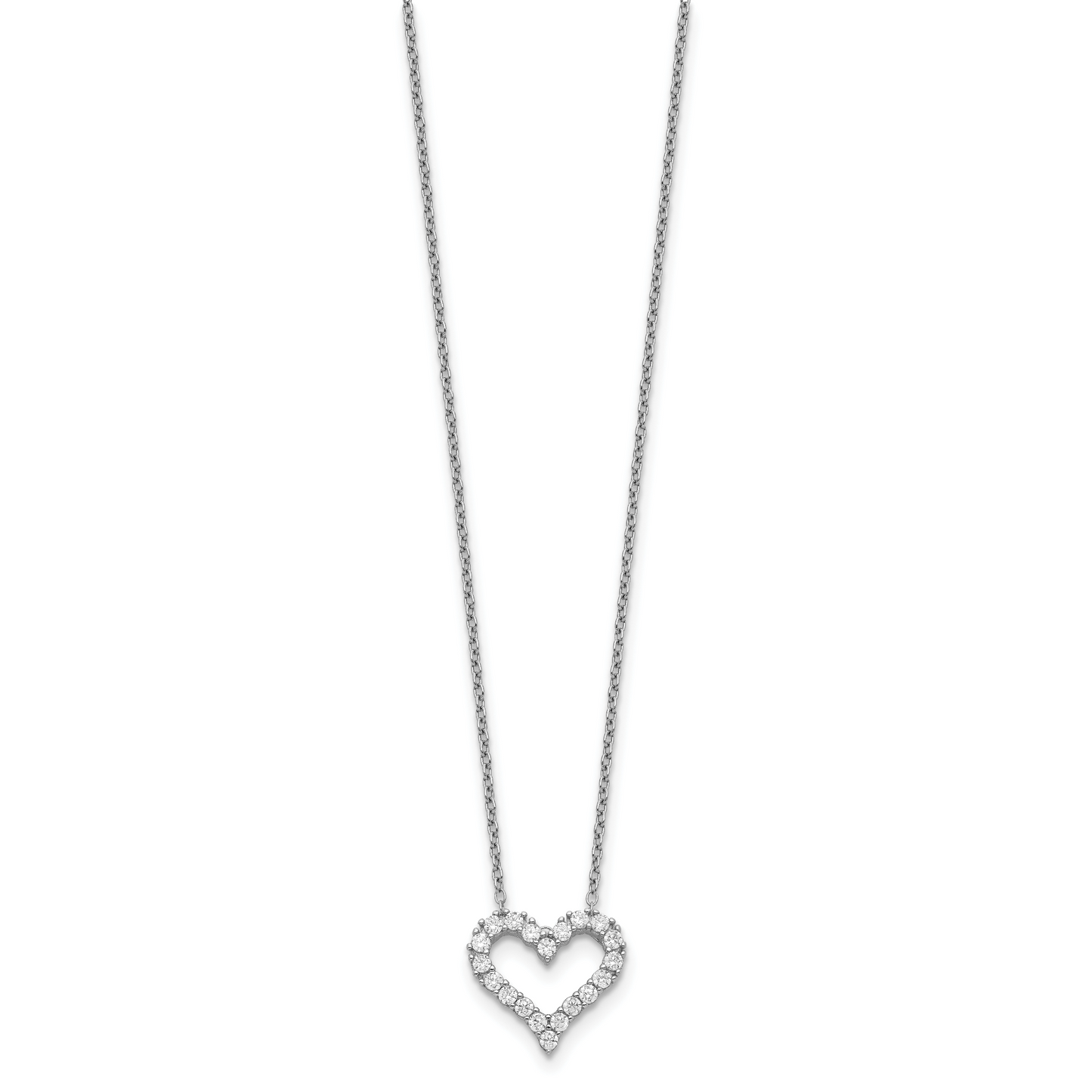 Sterling Silver CZ Heart Necklace