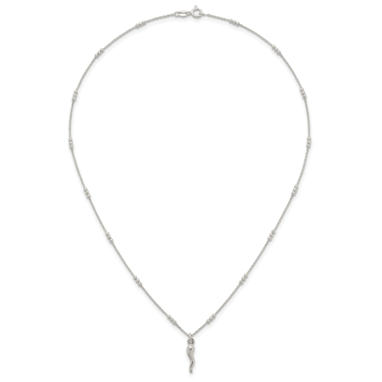 Silver Italian Horn 18 Inch Necklace