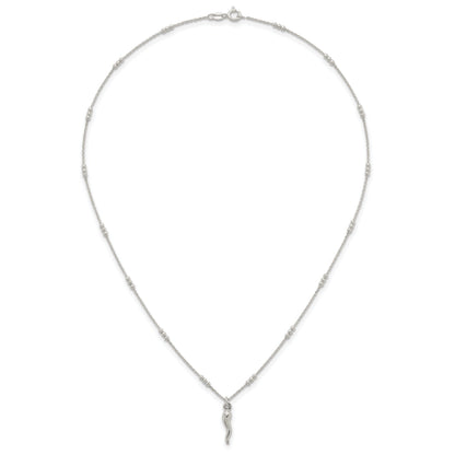 Silver Italian Horn 18 Inch Necklace