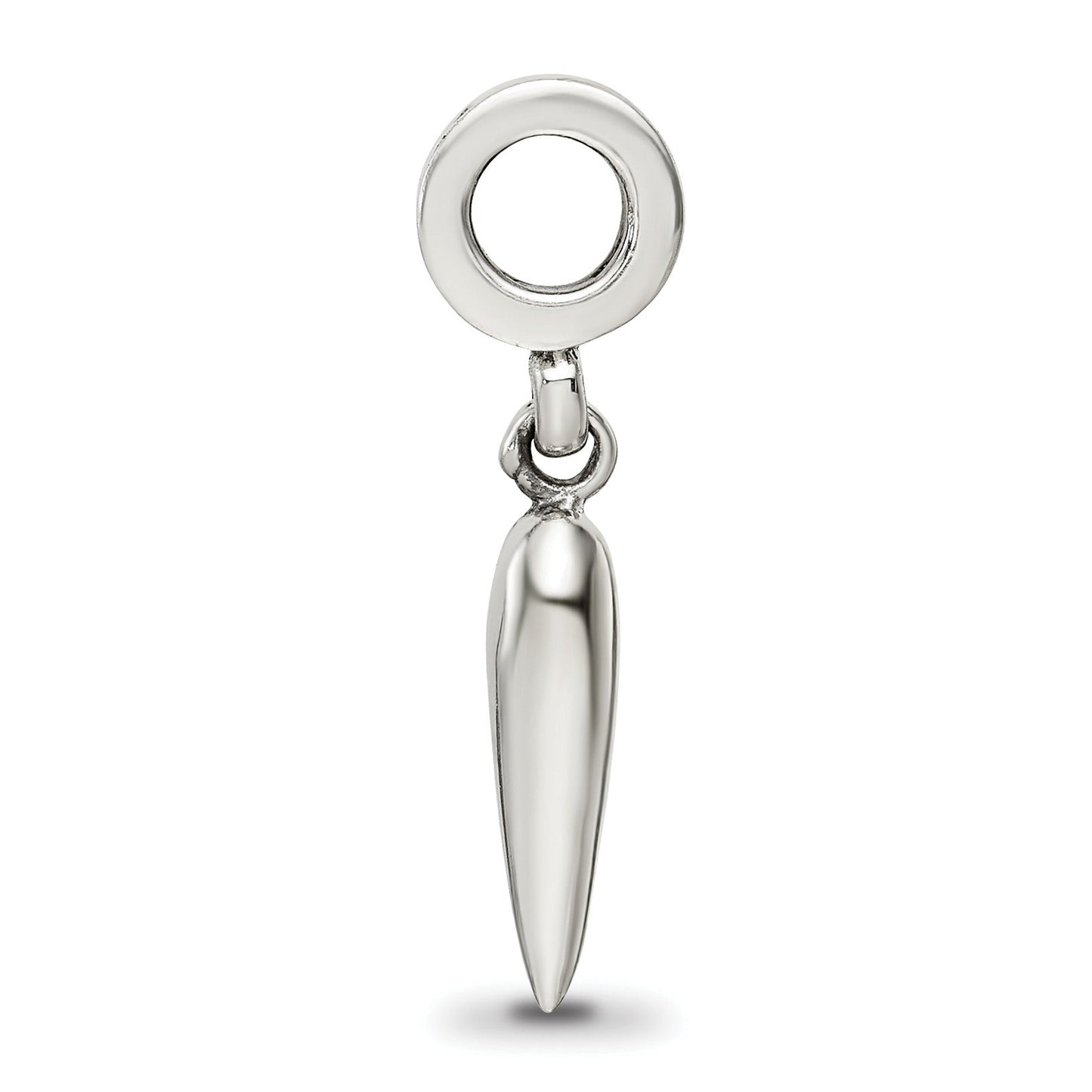 Italian Horn Dangle Pendant Sterling Silver